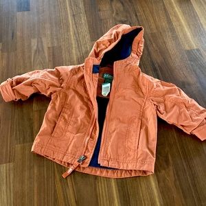 LL Bean Orange and Navy Raincoat 6-12m